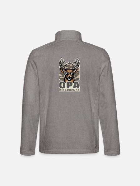 Opa die Legende Hirsch - Unisex Softshelljacke - Grau meliert - Hinten