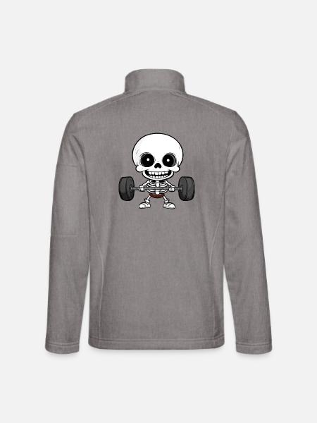 Gym Totenkopf Langhantel - Unisex Softshelljacke - Grau meliert - Hinten