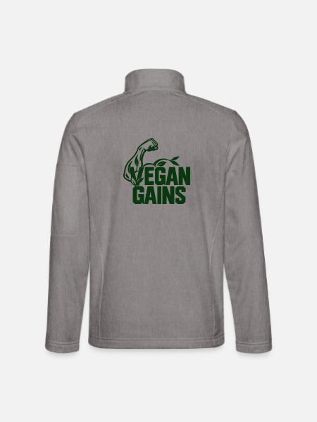 Vegan Gains - Unisex Softshelljacke - Grau meliert - Hinten
