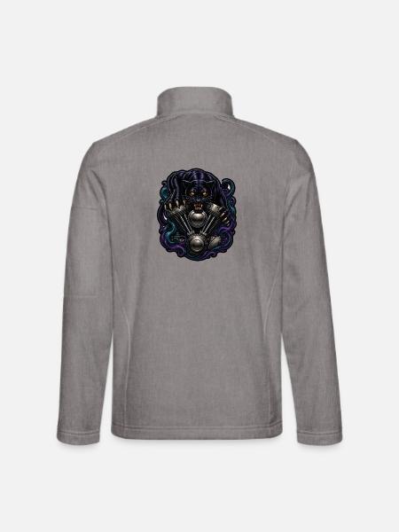 Schwarzer Panther V2 Motor Tattoo Biker T-Shirt - Unisex Softshelljacke - Grau meliert - Hinten
