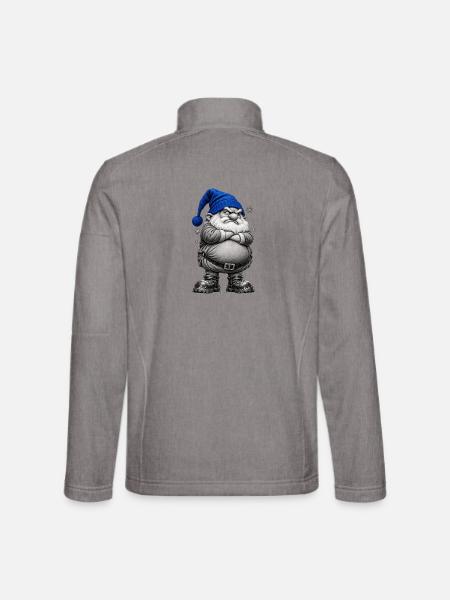 Grimmiger Weihnachtsgnom in Blauer Mütze - Unisex Softshelljacke - Grau meliert - Hinten