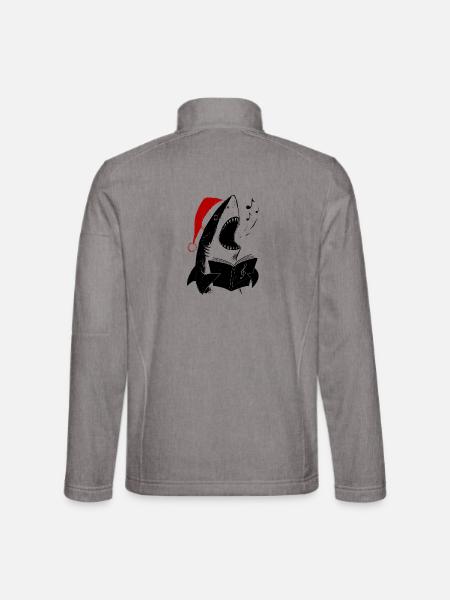 Singender Hai Weihnachten Chor - Unisex Softshelljacke - Grau meliert - Hinten