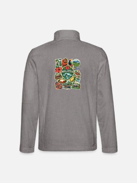 Malaysia Reisesticker - Unisex Softshelljacke - Grau meliert - Hinten