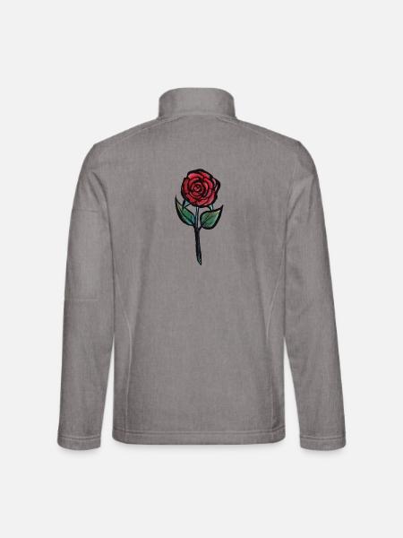 Karmesinrose Aquarell - Unisex Softshelljacke - Grau meliert - Hinten