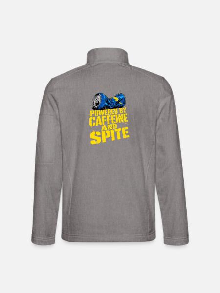 Caffeine And Spite Typografie Pflegekraft RN - Unisex Softshelljacke - Grau meliert - Hinten