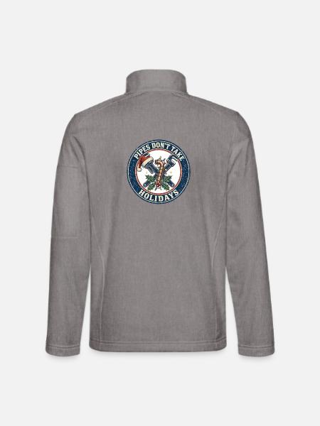 Pipes Don't Take Holidays – Klempner Weihnachten - Unisex Softshelljacke - Grau meliert - Hinten