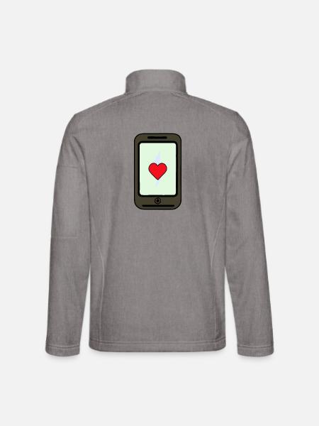 Smartphone mit Herz Liebe - Unisex Softshelljacke - Grau meliert - Hinten