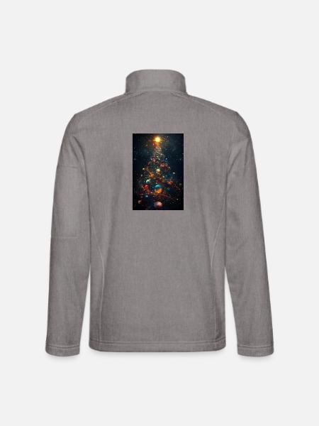 Kosmischer Weihnachtsbaum mit Planetenschmuck - Unisex Softshelljacke - Grau meliert - Hinten