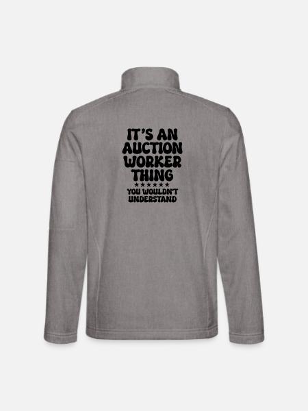 Auktion Auktionsmitarbeiter Spruch - Unisex Softshelljacke - Grau meliert - Hinten