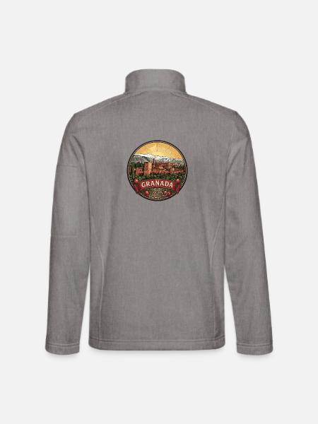 Granada Spanien Reiseabzeichen Alhambra Palast Geschenk - Unisex Softshelljacke - Grau meliert - Hinten