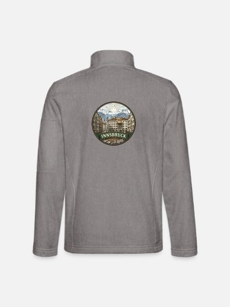 Innsbruck Austria Reiseabzeichen Golddachgeschenk - Unisex Softshelljacke - Grau meliert - Hinten