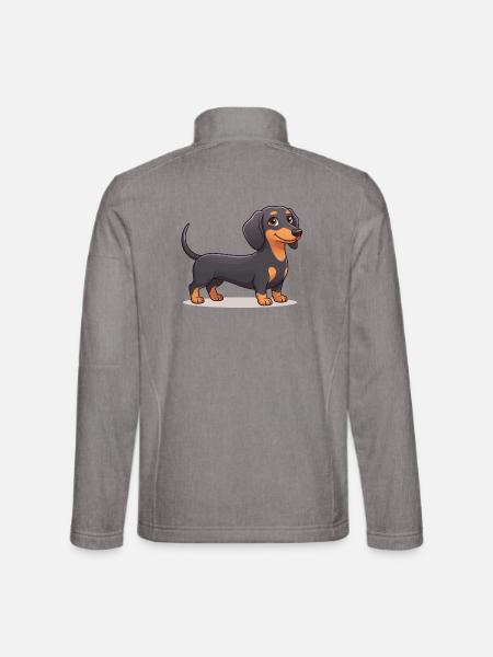 Süßes Dackel-Welpen-Weiner-Hundeliebhaber-Grafik-T-Shirt - Unisex Softshelljacke - Grau meliert - Hinten