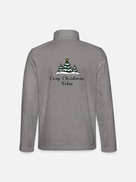 Cozy Christmas Vibes – Winterliche Weihnachtsbäume - Unisex Softshelljacke - Grau meliert - Hinten