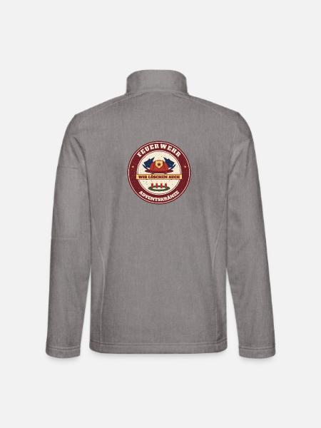Feuerwehr – Wir löschen auch Adventskränze - Unisex Softshelljacke - Grau meliert - Hinten