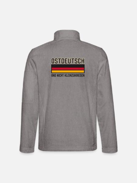 Ostdeutsch nicht kleinzukriegen Schwarz Rot Gold - Unisex Softshelljacke - Grau meliert - Hinten