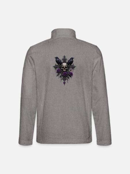 Gothic Totenkopf Rosen - Unisex Softshelljacke - Grau meliert