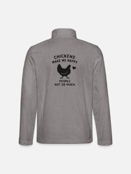 Hühnerglück Spruchdesign Shirt - Unisex Softshelljacke - Grau meliert - Hinten