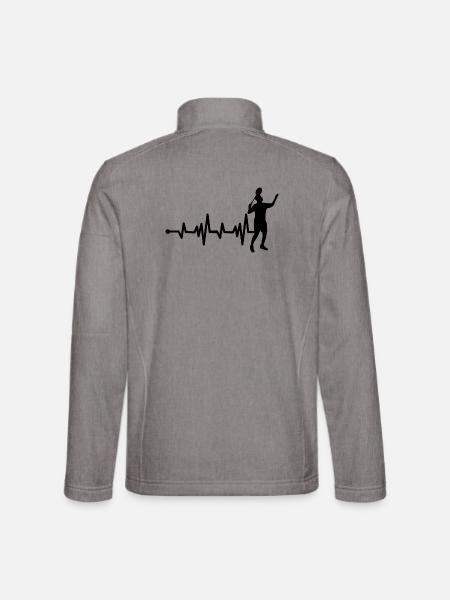 Badminton Badmintonspieler Heartbeat - Unisex Softshelljacke - Grau meliert - Hinten