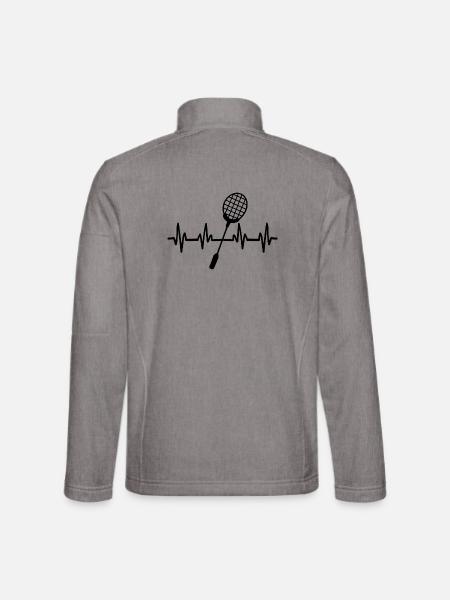 Badminton Herzschlag - Unisex Softshelljacke - Grau meliert - Hinten