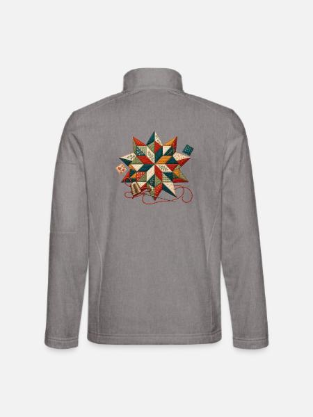 Patchwork Quiltstern - Unisex Softshelljacke - Grau meliert - Hinten