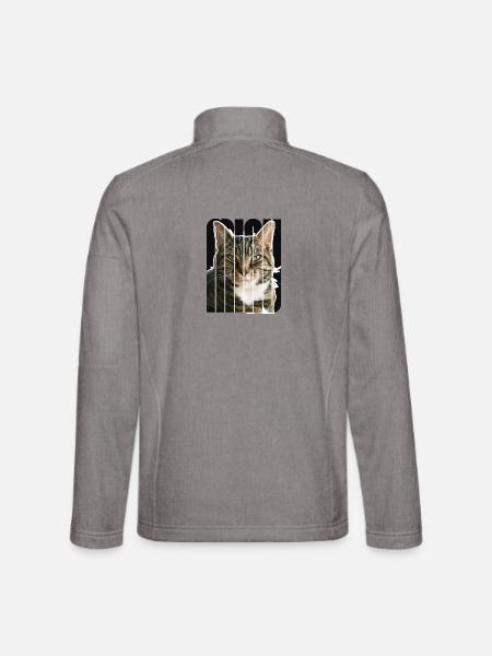 Cat MIAU Text Drucken - Unisex Softshelljacke - Grau meliert - Hinten