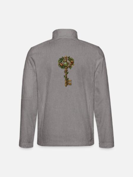 Magischer Waldschlüssel mit grüner Glaskugel - Unisex Softshelljacke - Grau meliert - Hinten