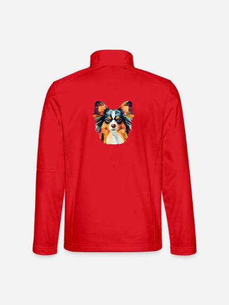 Papillon Continental Spielzeug Spaniel Hund Aquarell - Unisex Softshelljacke - Rot - Hinten