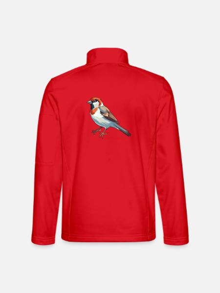 Sperling Buntes Aquarell Cartoon Kawaii Tier - Unisex Softshelljacke - Rot - Hinten