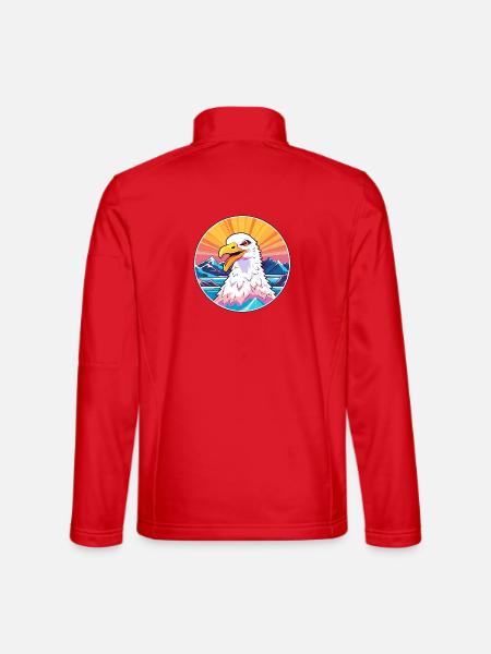 Möwe Aquarell Karikatur Kawaii Haustier Tier Farbe - Unisex Softshelljacke - Rot