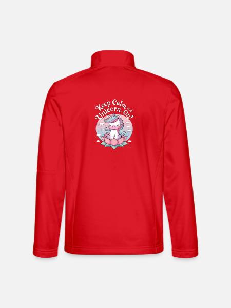 Keep Calm And Unicorn On! - Unisex Softshell Jacket - red - Back
