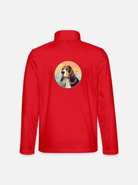 Estnischer Jagdhund Rasse Cartoon Kawaii Aquarell - Unisex Softshelljacke - Rot - Hinten
