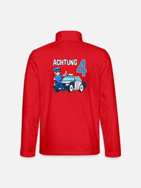 4. Geburtstag Polizei Auto 4 Jahre alt Polizist - Unisex Softshelljacke - Rot - Hinten