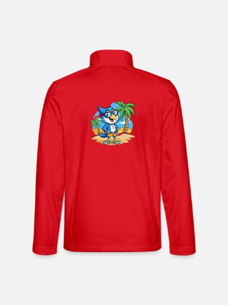 Blue Jay Lustige Cartoon Sommer Strand Sonnenbrille - Unisex Softshelljacke - Rot - Hinten