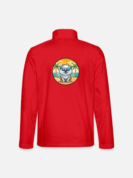 Himalaya Schäferhund Rasse Cartoon Sonnenbrille Strand - Unisex Softshelljacke - Rot - Hinten