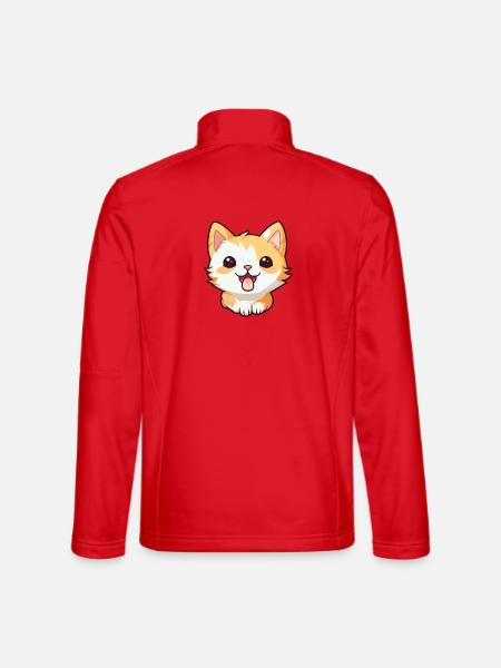 Pixie Bob Katze Cartoon Aquarell Illustration - Unisex Softshelljacke - Rot - Hinten