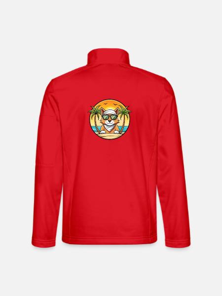 Arabische Mau-Katzenrasse Cartoon-Sonnenbrille Strand - Unisex Softshelljacke - Rot - Hinten