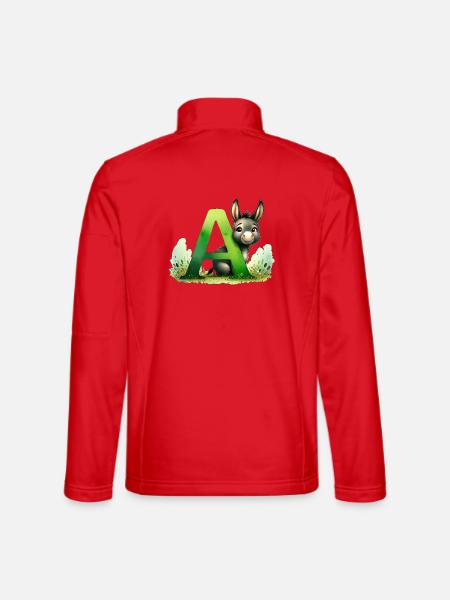 Tieralphabet - Buchstabe A für Esel - Zeichnung - Unisex Softshelljacke - Rot