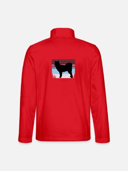 Kanadischer Eskimo Hund Liebe Silhouette Vintage Sonnenuntergang - Unisex Softshelljacke - Rot - Hinten