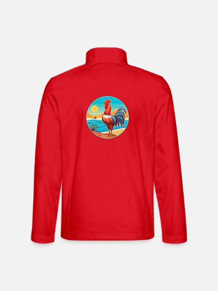 Hahn Aquarell Karikatur Kawaii Clipart Tier - Unisex Softshelljacke - Rot