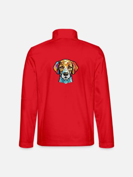 Seskar Seal Hunderasse Aquarell Illustration - Unisex Softshelljacke - Rot - Hinten