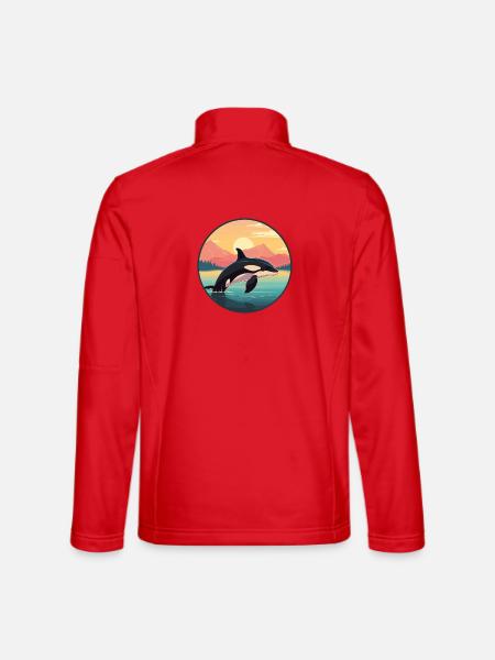Orca Buntes Aquarell Cartoon Kawaii Tier - Unisex Softshelljacke - Rot