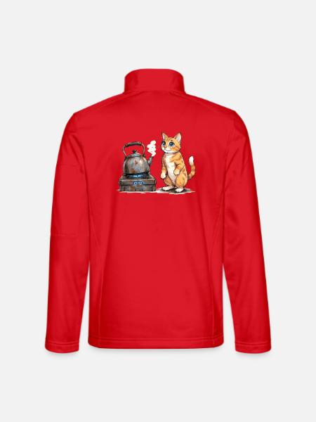 Kätzchen am Schmiedekessel - Unisex Softshelljacke - Rot - Hinten
