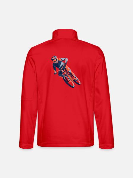 eometrische Origami-Mountainbiker-Polygonkunst - Unisex Softshelljacke - Rot - Hinten