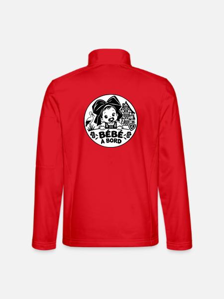 Baby an Bord Elsasser Storch Elsässer Haus - Unisex Softshelljacke - Rot - Hinten
