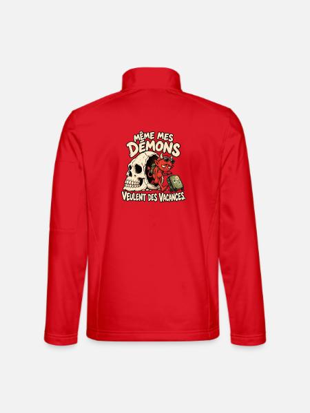 Sogar meine Dämonen wollen Urlaub – Humor - Unisex Softshelljacke - Rot - Hinten
