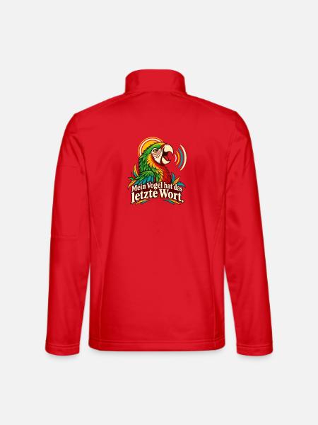 Papagei Wellensittich Spruch Vogelhalter Humor - Unisex Softshelljacke - Rot - Hinten