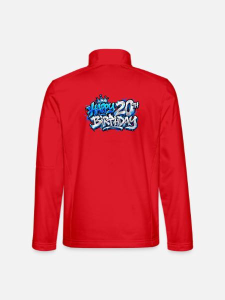 Herzlichen Glückwunsch zum 20. Geburtstag Blue Graffiti: Level Up Boom! - Unisex Softshelljacke - Rot - Hinten