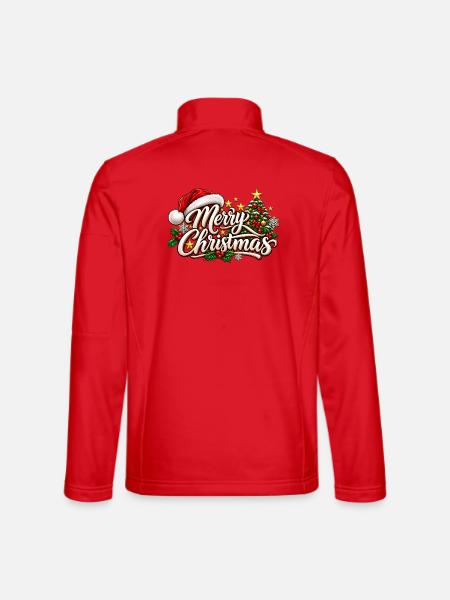 Frohe Weihnachten Ornament-Schrift - Unisex Softshelljacke - Rot - Hinten