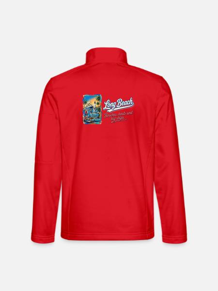 Long Beach Retro Vintage Ship Lighthouse Design - Unisex Softshelljacke - Rot - Hinten