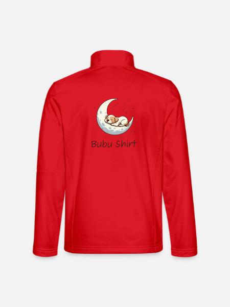Bubu Shirt – Schlafendes Baby auf Mond, Pastell - Unisex Softshelljacke - Rot - Hinten